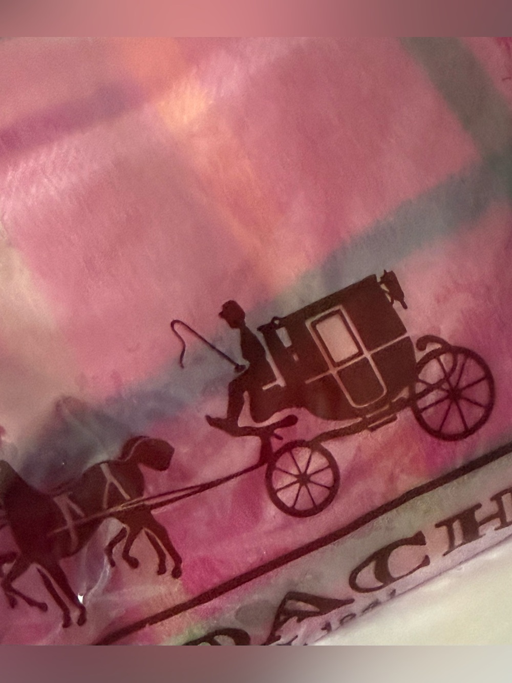 Coach legacy cashmere fringe plaid scarf PINK neck wrap - Picture 7 of 11